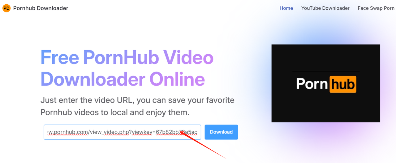 Paste pornhub link into the input