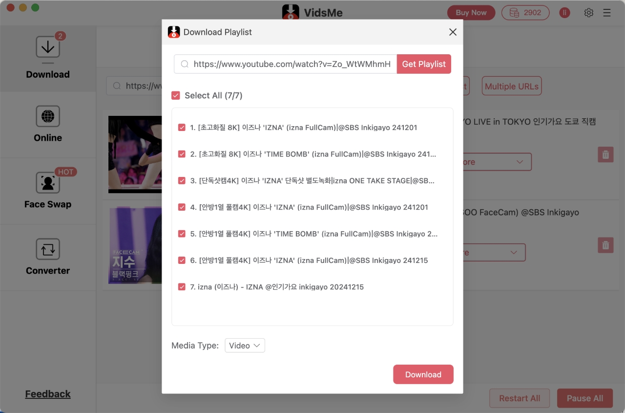 Copy the video url